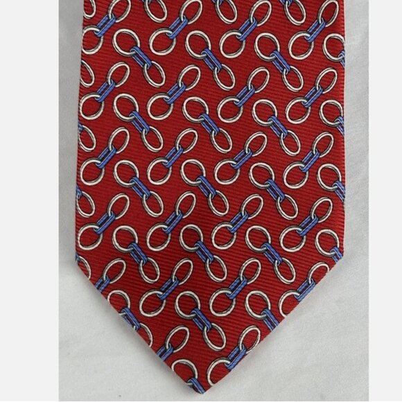 Brooks Brothers Red Chain Link Textured Silk Neck Tie Made In USA - Picture 1 of 5